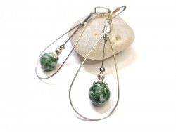 Silver Earrings, Green Jasper, Gemstone jewel gemstone yoga meditation boho hippie chic
