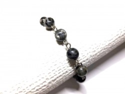 Bracelet Labradorite sur acier inoxydable argenté, pour poignet épais, bijou artisanal lithothérapie pour la protection