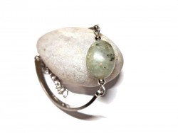 Bracelet ajustable avec Labradorite naturelle sombre sur acier inoxydable argenté, bijou de protection pour femme à Quimperlé