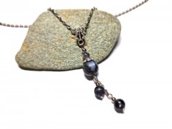 Silver Necklace Labradorite pendant, lithotherapy jewel gemstone yoga meditation boho hippie chic