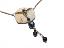 Labradorite, bijou lithothérapie, un cadeau artisanal et original pour femme, décontracté, chaîne inox collier & pendentif 