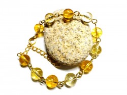 Bracelet or perles de Citrine véritable, bijou artisanal et lithothérapie pour la confiance en soi et l'abondance