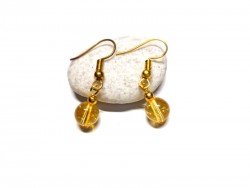 Boucles d'oreilles or perles de Citrine naturelle et véritable, bijou lithothérapie pour la réussite et l'abondance