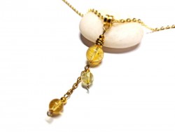 Gold Necklace Citrine pendant, lithotherapy jewel gemstone yoga meditation boho hippie chic