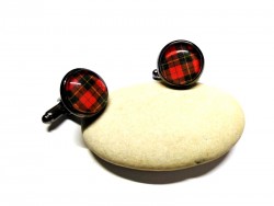Cufflinks & Wallace Tartan black & red, tartan jewel man wedding Scottish plaid Scotland pipeband bagpipe