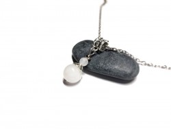 Collier argent pendentif Quartz blanc en pierre semi-précieuse véritable, bijou pour femme à l'esprit bohème spirituel