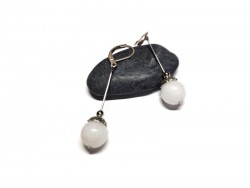 Silver Earrings, White Quartz, Gemstone jewel gemstone yoga meditation boho hippie chic