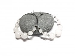 Silver hoop Earrings, White Quartz, lithotherapy jewel gemstone yoga meditation