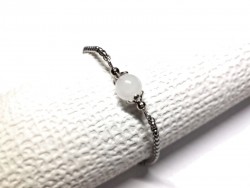 White Quartz Silver Bracelet, lithotherapy jewel yoga meditation boho hippie chic