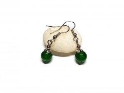 Silver Earrings, Jade, lithotherapy jewel gemstone yoga meditation boho hippie chic