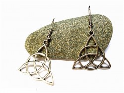 Boucles d'oreilles crochet argent, pendentif celtique Nœud trinité argent