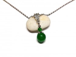 Collier et pendentif sobre et discret en Jade véritable, bijou lithothérapie pour femme : 4ème chakra du cœur Anahata