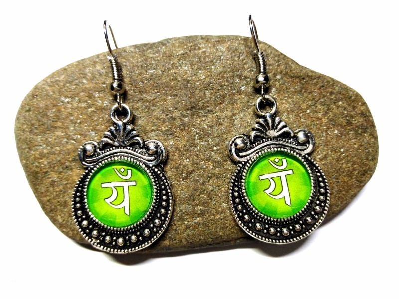 Boucles d'oreilles argent, pendentif Chakra Anahata