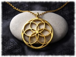 Pendentif graine de vie géométrique, collier petite chaîne, métal doré, bijou spiritualité pour femme