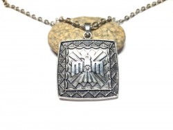 Collier grosse chaîne, pendentif Oiseau-Tonnerre, métal argenté, bijou amérindien et ethnique chic
