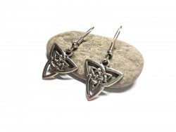 Double triquètre inversé, pendentifs en alliage argenté sur crochets de boucles d'oreilles, bijou bohème ethnique chic