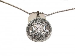 Collier grosse chaîne, pendentif argenté Arbre de vie Wicca, bijou spiritualité La Blanche Hermine