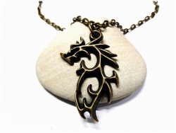 Bronze Necklace, bronze Dragon pendant