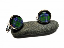 Boutons de manchette argent Tartan Douglas Green, bijou tartans mariage cérémonie Écosse kilt écossais Outlander