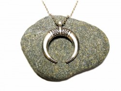 Silver Necklace, silver Crescent Moon pendant