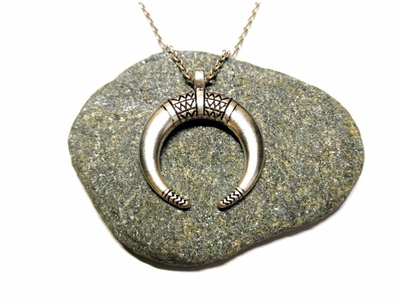 Collier + pendentif Croissant de lune argent bijou spiritualité paganisme wicca bijoux wiccan sorcière amulette magique