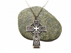 Silver Necklace, silver Celtic cross pendant