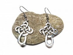 Silver Earrings, silver Celtic cross with knotworks pendant