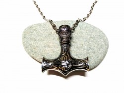 Collier pendentif Viking Mjöllnir Marteau de Thor argent bijou nordique paganisme wicca asatru Mjölnir wiccan cosplay