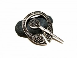 Fibula brooch - Silver Celtic penannular fibula brooch with knotworks Celtic Viking jewel medieval accessory