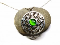 Silver Necklace, silver Flower of life pendant
