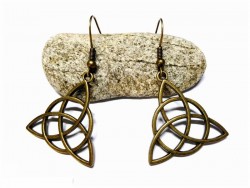 Bronze hook Earrings, bronze Celtic Trinity knot pendant