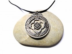 Silver Necklace, silver Cross, Celtic knotworks and circles pendant