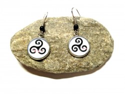 Silver Earrings, Modern Celtic triskelion pendant