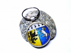 Porte-clés argent, motif Blason Finistère bijou accessoire breton homme femme