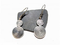 Silver hook Earrings, silver Celtic Double spiral pendant