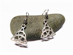 Boucles d'oreilles crochet argent, pendentif Nœud trinité celtique argent