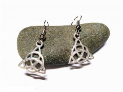 Silver hook Earrings, silver Celtic Trinity knot pendant