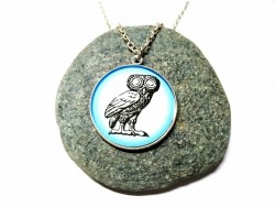 Silver Necklace, Athena's owl silver pendant