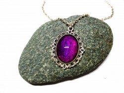 Gothic Silver Necklace, violet Metal violet silver pendant