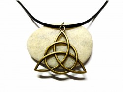 Black Necklace, bronze Celtic Trinity knot pendant