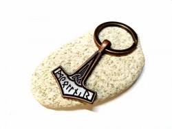 Key ring, Viking Thor's Hammer copper Nordic jewel accessory norse paganism heathen pagan biker jewelry for men