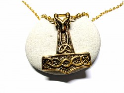 Collier or, pendentif viking Mjöllnir / Marteau de Thor or