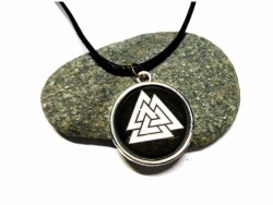 Collier & pendentif argent Valknut viking noir, bijou nordique bijoux nœud Odin scandinave valhalla triquètre