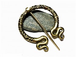 Broche fibule - Broche fibule pénannulaire celtique avec serpents or bijou celtique viking accessoire médiéval