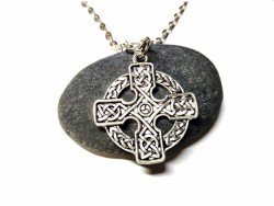 Necklace + pendant, Celtic cross with knotworks silver Celtic cross jewel ancient Ireland jewelry Irish christian god
