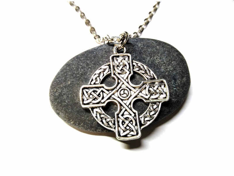 Collier + pendentif Croix celtique avec entrelacs bijou croix celtique argent Irlande bijoux celtes irlandais christ