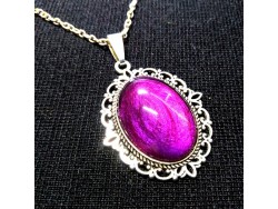 Collier argent, pendentif gothique argent Violet métal gothique bijou de créateur pour femme ado