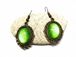 Bronze Earrings, Metallic green Bronze pendant