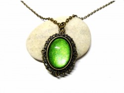 Bronze Necklace, Metal green gothic or victorian Bronze pendant