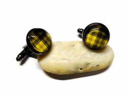 Boutons de manchette métal noir Tartan MacLachlan, bijou tartans pour mariage cérémonie Écosse écossais kilt cornemuse